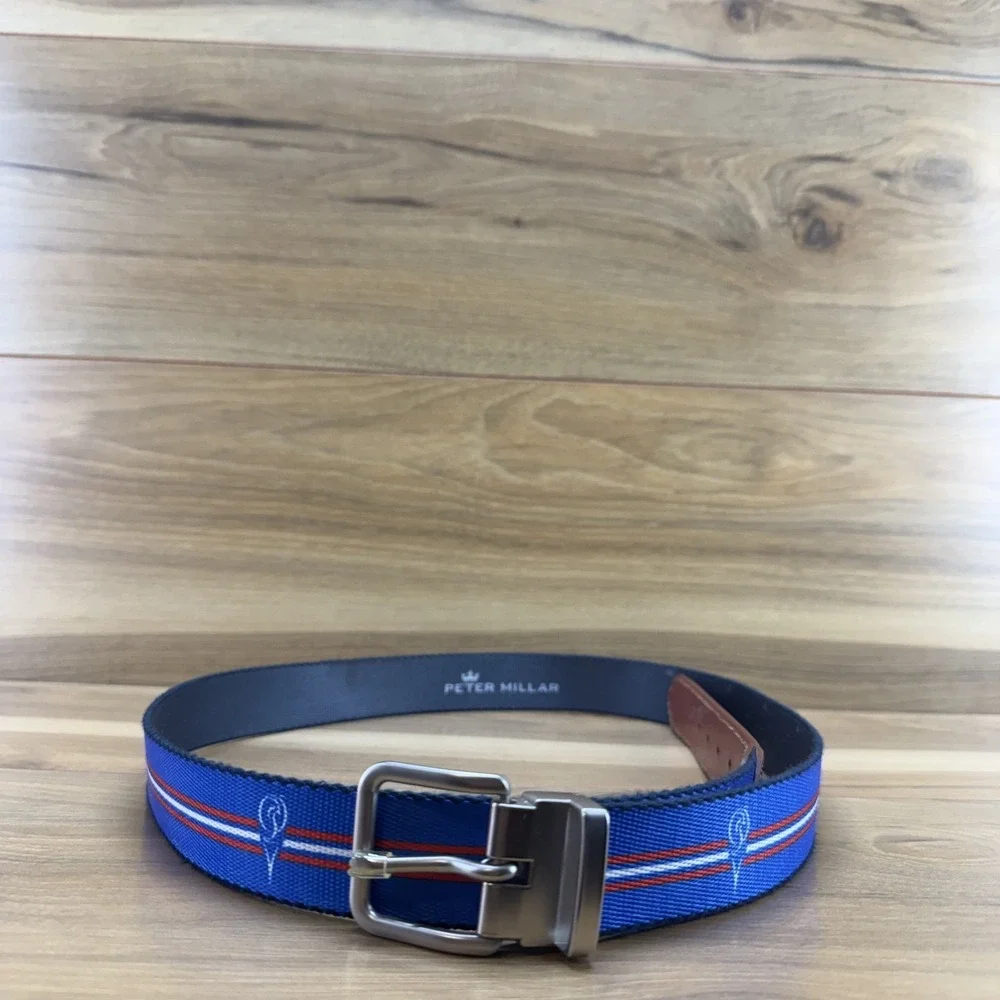 Peter Millar Web Belt Streamsong Golf Club Mens 44 Blue Sports Business Casual